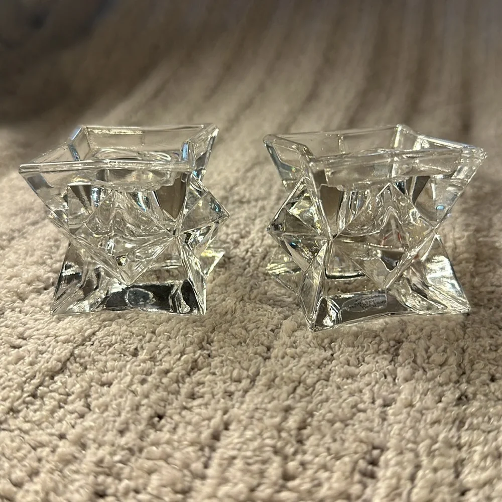 Set o/2 Over 24% Full Lead Crystal Candle holders -tapers. Star shaped.See pics